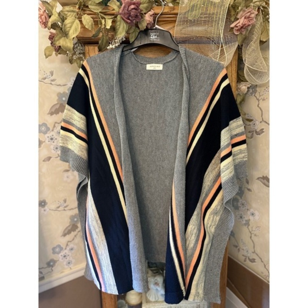 Sophie Rose Knit Cardigan Open Knit Cardigan Gray Blue Peach Size Small‎ Casual